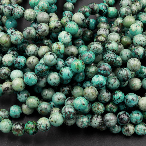 African Turquoise 6mm 8mm Round Beads High Quality AA Grade Natural Turquoise Gemstone Lots of Blues Greens 16" Strand