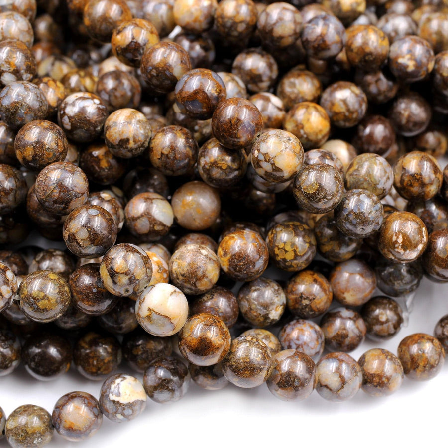 Natural African Lace Opal Round Beads 6mm 8mm 10mm Earthy Brown Gemstone Opal Beads 16" Strand