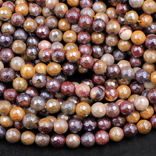 Mystic Mookaite Faceted 6mm 8mm 10mm Round Beads Plated Silverite AB Coated Natural Gemstone 16" Strand