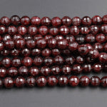 AAA Natural Red Garnet Gemstone Beads Faceted 6mm 8mm Round Beads High Quality Laser Diamond Cut Gemstone 16" Strand