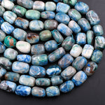 Natural Chrysocolla Azurite Ajoite Beads Freeform Nuggets From Congo 16" Strand