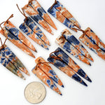 Natural Orange Sodalite Earring Pair Dagger Cabochon Cab Drilled Matched Earrings Bead Pair Natural Vibrant Blue Orange Stone