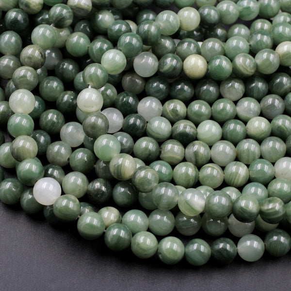 Natural Green Phantom Quartz 6mm Round Beads 16" Strand