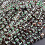 Natural Phantom Quartz Beads Lodalite Beads 6mm 7mm  8mm Clear Quartz with Brown Minerals Matrix 16" Strand