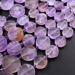 Matte Raw Natural Ametrine Beads Graduated Coin Shape Gemmy Translucent Purple Amethyst Gold Citrine Gemstone Beads 16" Strand