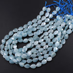 Faceted Natural Blue Aquamarine Teardrop Beads 14mm 16mm 15.5" Strand