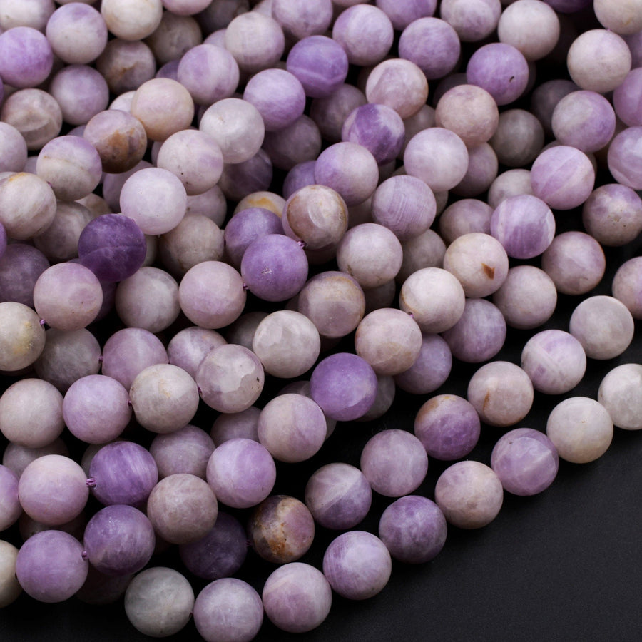 Matte Natural Violet Jade 4mm 6mm 8mm 10mm Round Beads 16" Strand