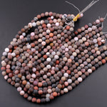 Matte Red Petrified Wood 6mm 8mm Round Beads Earthy Brown Red Stone 16" Strand