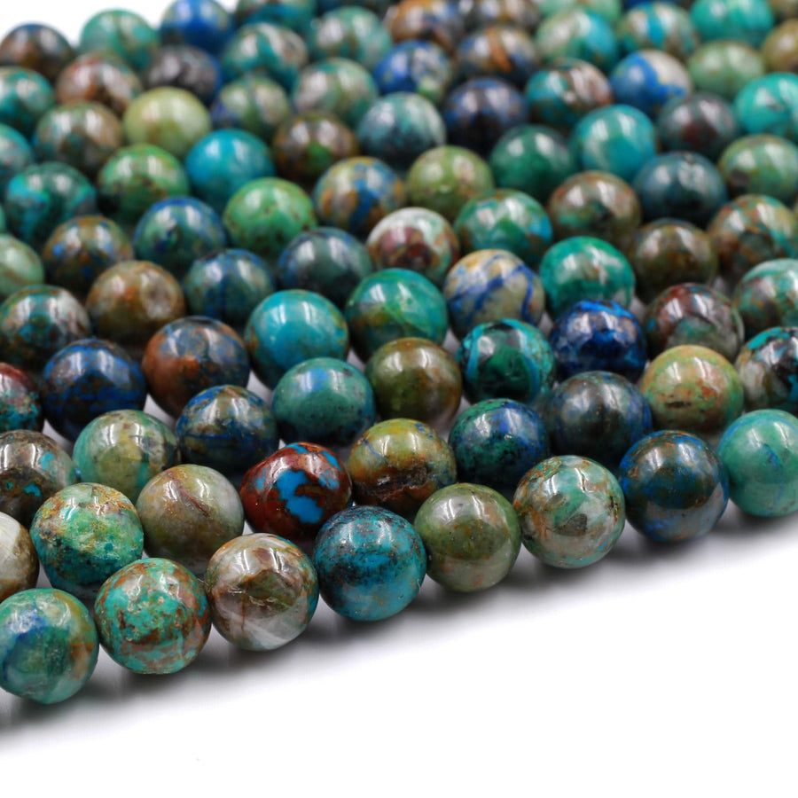 Rare Azurite Chrysocolla Beads 6mm 8mm 10mm Genuine Real 100% Natural Blue Azurite Green Chrysocolla From Arizona 15.5" Strand
