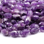Natural Purple Chevron Amethyst Faceted Nugget Oval Barrel Egg Freeform Beads