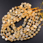 Natural Citrine 8mm 10mm 12mm 14mm Coin Beads Raw Rough Gemstone Disc Circle Beads 15.5" Strand