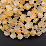 Natural Citrine 8mm 10mm 12mm 14mm Coin Beads Raw Rough Gemstone Disc Circle Beads 15.5" Strand