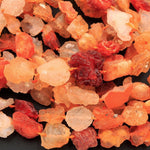 Mexican Fire Opal Beads Drusy Druzy Freeform Nugget Raw Rough Real Genuine Natural Orange Red Fire Opal Gemstone Organic Cut 16" Strand