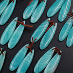 Drilled Natural Amazonite Earring Pair Matched Gemstone Teardrop Stone Bead Pair Stunning Aqua Blue Color