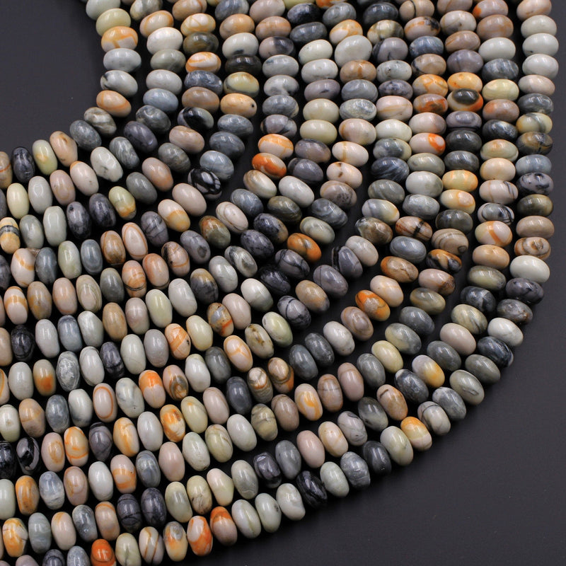 Natural Picasso Jasper Plain Smooth 6mm 8mm Rondelle Beads 16" Strand