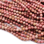 Natural Pink Petrified Rhodonite Beads 4mm 6mm 8mm 10mm Round Earthy Pink Gemstone Beads 16" Strand
