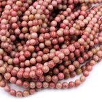 Natural Pink Petrified Rhodonite Beads 4mm 6mm 8mm 10mm Round Earthy Pink Gemstone Beads 16" Strand