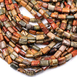 Red Creek Jasper Rectangle Beads 12x8mm Earthy Red Green Yellow Brown Natural Cherry Creek Multi Color Multicolor Picasso Jasper 15.5" Strand