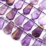 Natural Ametrine Faceted Trapezoid Rectangle Cushion Beads Unique Tapered Teardrop Cut Good for Focal Pendant 16" Strand