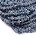 Rough Raw Natural Blue Sapphire Nugget Beads Freeform Hand Hammered Real Genuine Blue Sapphire Gemstone Earthy Organic Cut 16" Strand