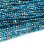 Faceted 2mm Apatite Beads Micro Faceted Natural Aqua Teal Blue Gemstone 16" Strand