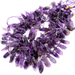 Natural Shape Amethyst Beads Side Drilled Freeform Spear Point Rough Raw Organic Purple Amethyst Crystal Gemstone Pendant 16" Strand