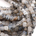 Matte Dragon Vein Agate Square Cube Dice Beads 8mm 16" Strand