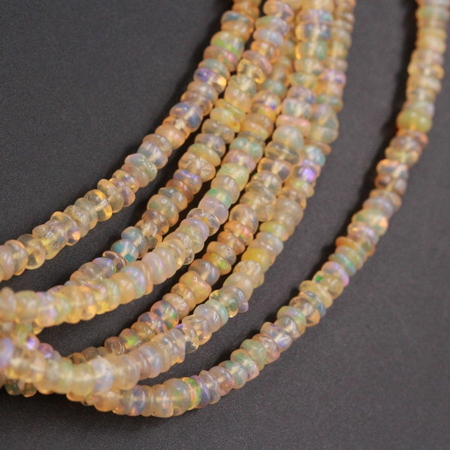 16 Inches Ethiopian Opal Beads Rondelle 3mm AAA Super Flashy Fiery Rainbow Yellow Opal Smooth Roundel Beads 16" Strand A1