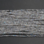 A Grade Micro Faceted Natural Labradorite 2mm Round Beads 3mm Round Beads 4mm  5mm Round Beads Small Faceted Gemstone Beads 16" Strand