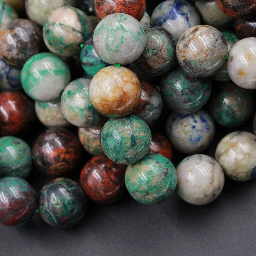 Natural Sonora Sunrise Beads 4mm 6mm 8mm 10mm AKA Real Natural Chrysocolla Cuprite Beads Sonora Sunset Beads 16" Strand