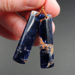 Natural African Orange Sodalite Rectangle Cabochon Cab Pair Drilled Matched Earrings Bead Pair Natural Stone E2295