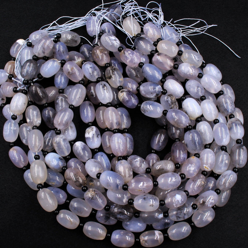 Icy! Natural Angel Chalcedony Beads Drum Barrel Cylinder Large Thick Chunky Smooth Beads 20mm Gemmy Translucent Gemstone 16" Strand