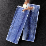 Drilled Natural Blue Kyanite Earring Pair Flat Thin Rectangle Cabochon Cab Pair Drilled Matched Earrings Bead Pair