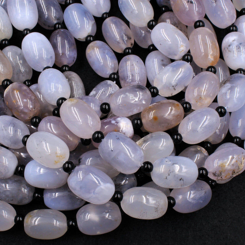 Icy! Natural Angel Chalcedony Beads Drum Barrel Cylinder Large Thick Chunky Smooth Beads 20mm Gemmy Translucent Gemstone 16" Strand
