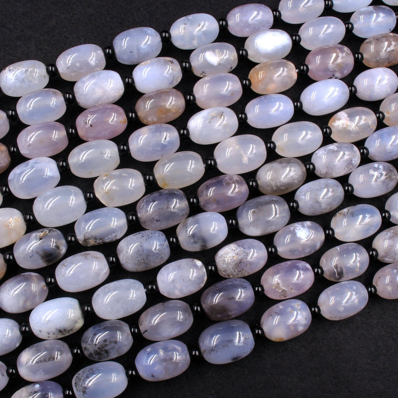 Icy! Natural Angel Chalcedony Beads Drum Barrel Cylinder Large Thick Chunky Smooth Beads 20mm Gemmy Translucent Gemstone 16" Strand