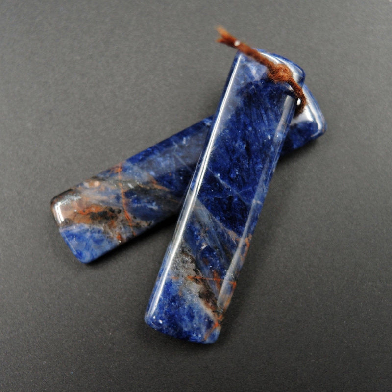 Natural African Orange Sodalite Rectangle Cabochon Cab Pair Drilled Matched Earrings Bead Pair Natural Stone E2282