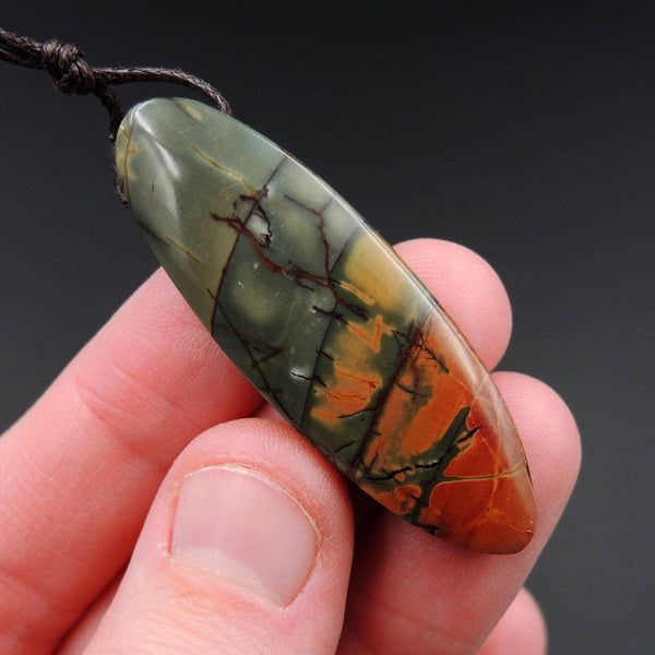 Natural Red Creek Jasper Pendant Cherry Creek Jasper Pendant Multicolor Picasso Jasper Pendant Drilled Oval Pendant P1192