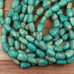 Natural Turquoise Freeform 11mm Rounded Nuggets Highly Polished Genuine Real Green Turquoise Gemstone Beads 16" Strand