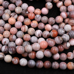 Rare Pink Botswana Agate Beads 6mm 8mm 10mm 12mm 14mm Round Beads Natural Banded Pink Agate Statement Jewelry Beads 16" Strand