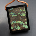 Intarsia Pendant Natural Dragon Skin Turquoise W Black Onyx Inlay Side Drilled Rectangle Pendant Picture Frame Stunning Blue Turquoise P1868