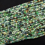 Micro Faceted Natural African Chrysoprase 4mm Round Beads Laser Diamond Cut Gemstone 16" Strand