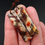 Natural Bird's Eye Rhyolite Earring Pair Rectangle Cabochon Cab Pair Drilled Matched Earrings Bead Pair Natural Stone E2330