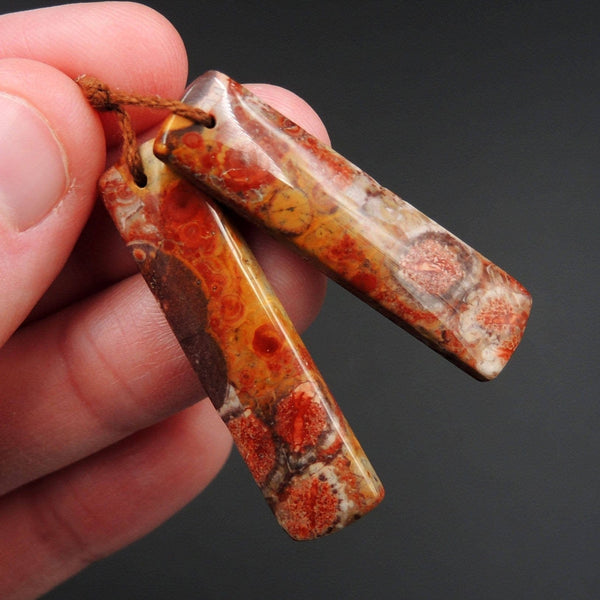 Natural Bird's Eye Rhyolite Earring Pair Rectangle Cabochon Cab Pair Drilled Matched Earrings Bead Pair Natural Stone E2327