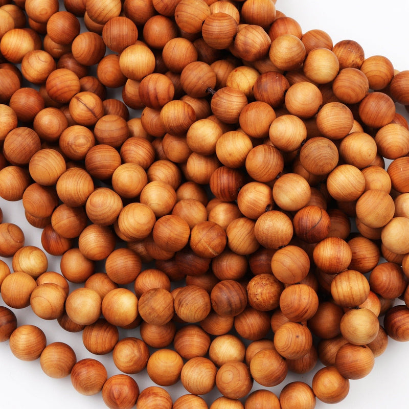 Real Natural Golden Sandalwood Beads 6mm 8mm 10mm 12mm Aromatic Pure Wood Great For Mala Prayer Miditation Therapy 16" Strand
