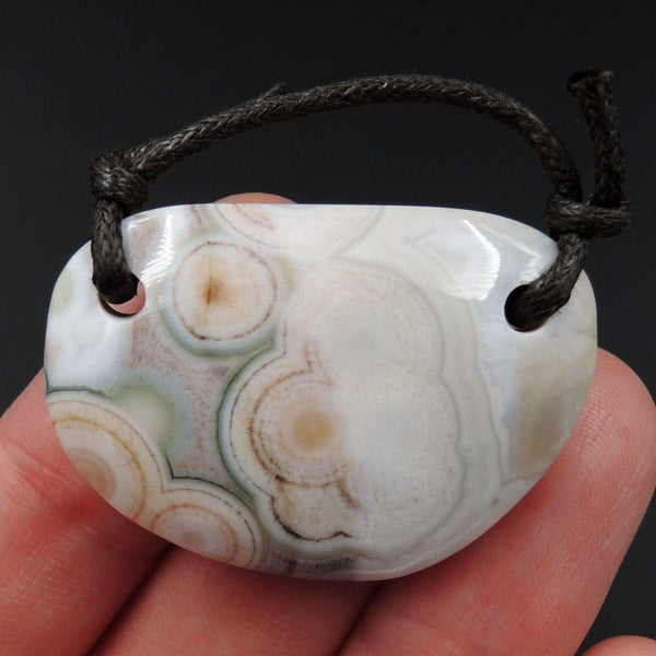 Natural Ocean Jasper Pendant Orange Pink Green White Two Hole Drilled Freeform Irregular Pendant P1844