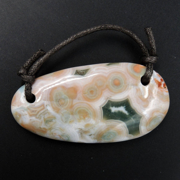 Natural Ocean Jasper Pendant Orange Pink Green White Two Hole Drilled Freeform Irregular Pendant P1839