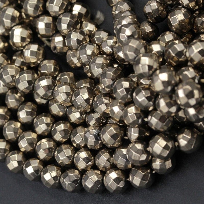 Pyrite Faceted 2mm 3mm 4mm 6mm 8mm Round Beads