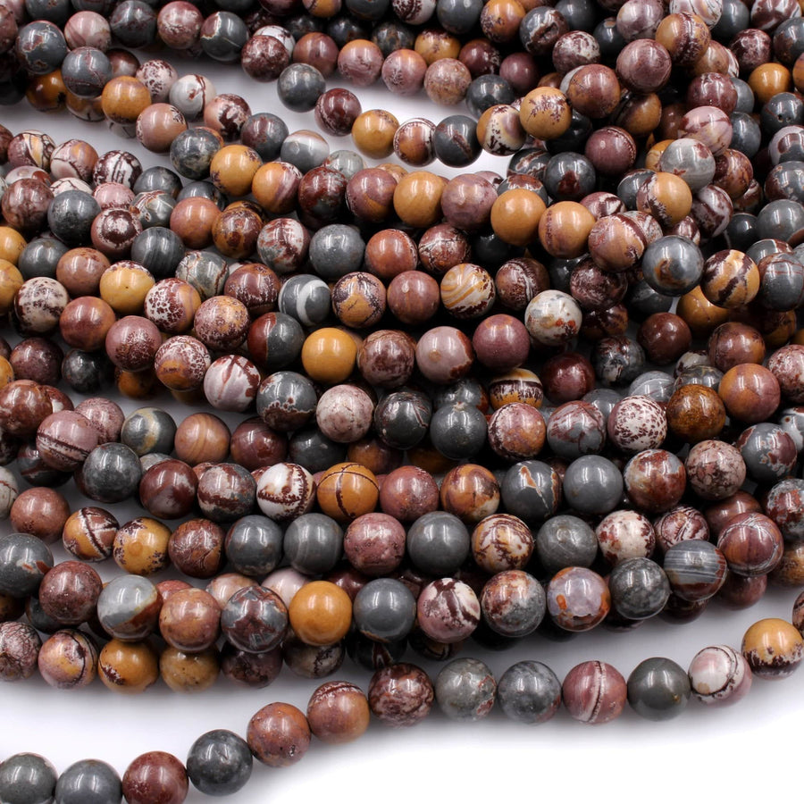 Natural Sonora Dendritic Rhyolite 4mm Round Beads 6mm Round Beads 8mm Round Beads High Polish 16" Strand