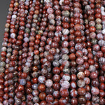 Micro Faceted Natural Red Flame Agate Beads 8mm Round Beads 10mm Round Beads 16" Strand