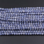 Gorgeous Natural Blue Lolite 6mm 8mm Round Beads Micro Faceted Gemstone Large Genuine Real Iolite Faceted Round Gemstone Beads 16" Strand